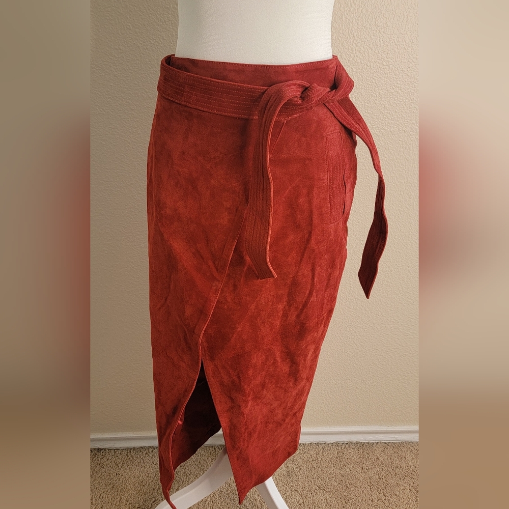 ASOS red suede wrap skirt size 2
